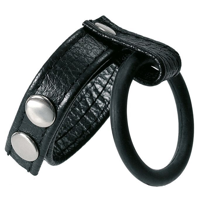 Leather C&B Strap With 40mm Rubber Cock Ring.