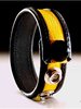 3 Snap LEATHER Cock Strap Black/Yellow