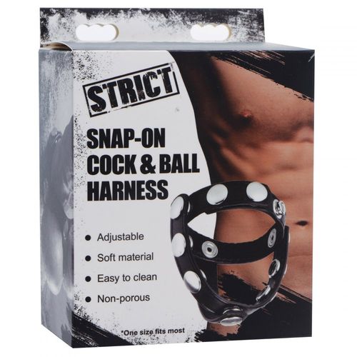 STRICT PU Leather Snap-On Cock And Ball Harness