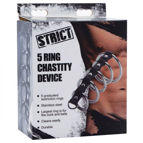 STRICT PU Leather 5 Ring Gates of Hell Cock Ring
