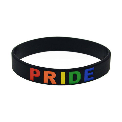 LGBTQ PRIDE Rainbow Black Silicone Wristband