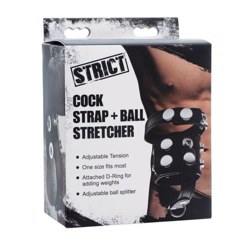 STRICT PU Leather Cock Strap And Ball Stretcher