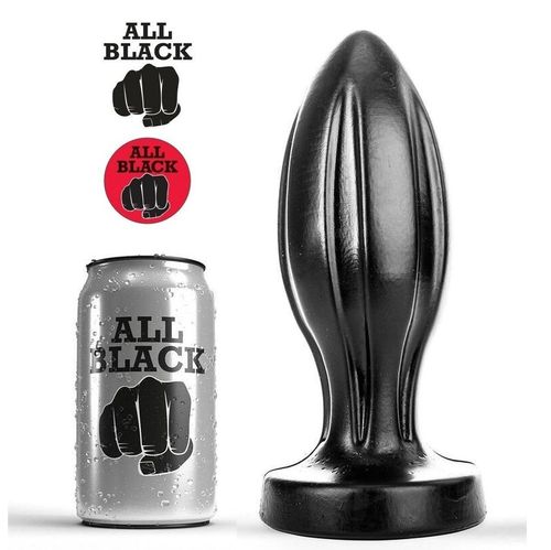ALL BLACK 9" AB87 XL GROOVED Butt Plug