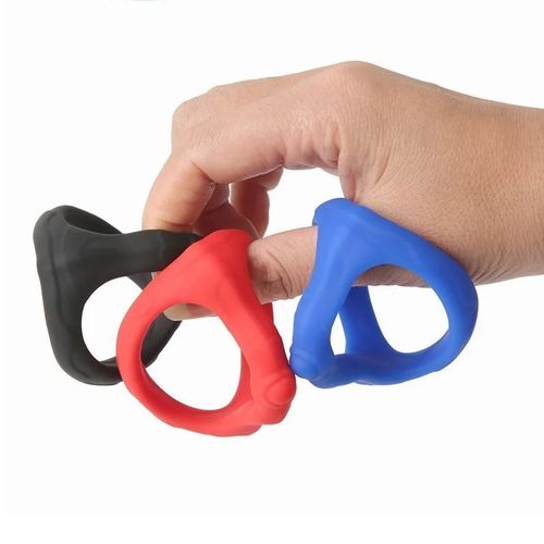 TRI COCKSLING Silicone 3 Way Cock Ring Blue